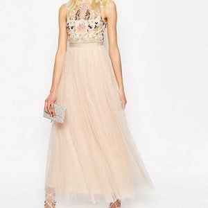 Needle & Thread Foliage Cluster Tulle Maxi Dress